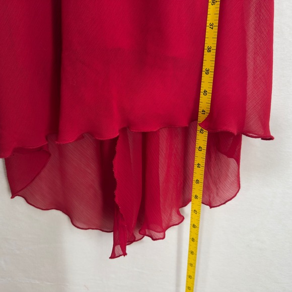 Y2K Babydoll Midi Dress‎ Womens Small Red High Low Holiday Party Fairy 90s Lined - Picture 9 of 11